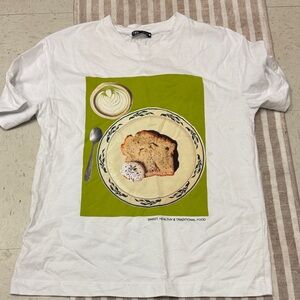 Zara White Tee with Food Graphic